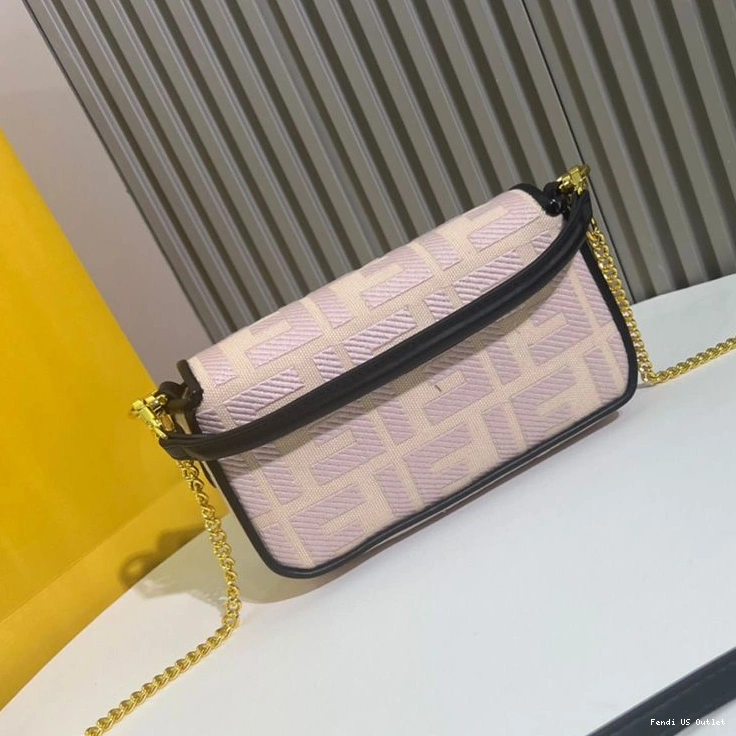 Affordable HOT Baguette Cherry Canvas FF Motif Mini Fendi Bag In 0818